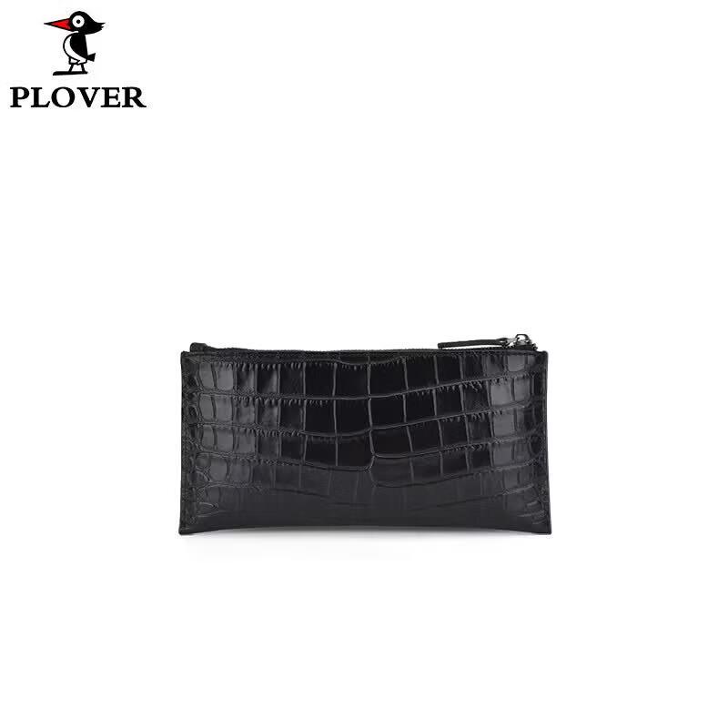 Plover Crocodile Grain Leather Zipper Wallet