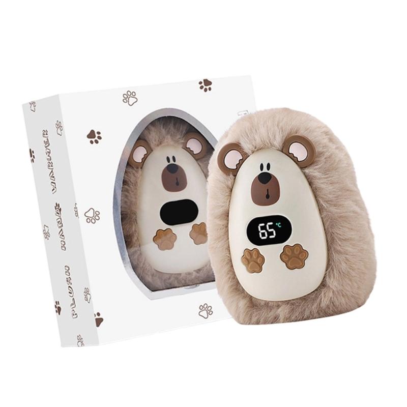 Schnellheizender Cartoon Plüsch Elektrischer Handwärmer mit 3 Einstellbaren Temperaturen Digitalanzeige Winter Reise Essentiell