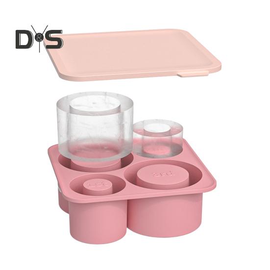 Silicone Ice Cube Tray for 20-40 Oz Tumbler Hollow Cylinder Design Ice Mold with Lid BPA-Free Reusable Ice Cube Maker for Cup H2.0