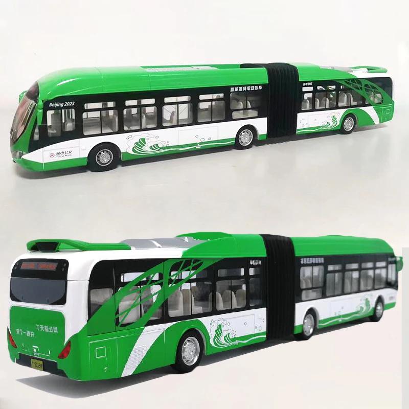 Articulated Double Section Bus Car Model Pull Back Sound and Light Collection Toys for Boys