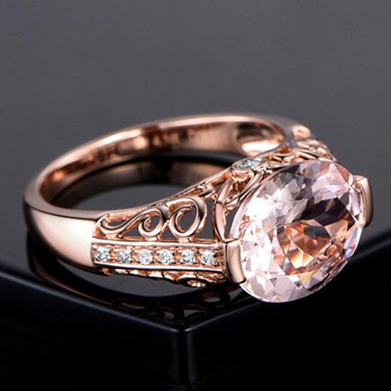 Women Ring Faux Morganite Hollow Out Jewelry Electroplating Long Lasting Finger Ring