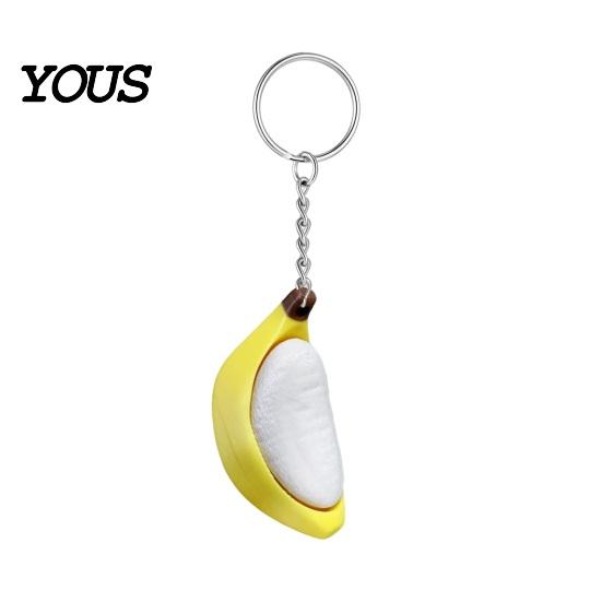 Commuter Stress Relief Toy Keychain Pendant, Peeled Banana with Thickened Stainless Durable Steel Ring, Portable for Keys Backpacks Schoolbags