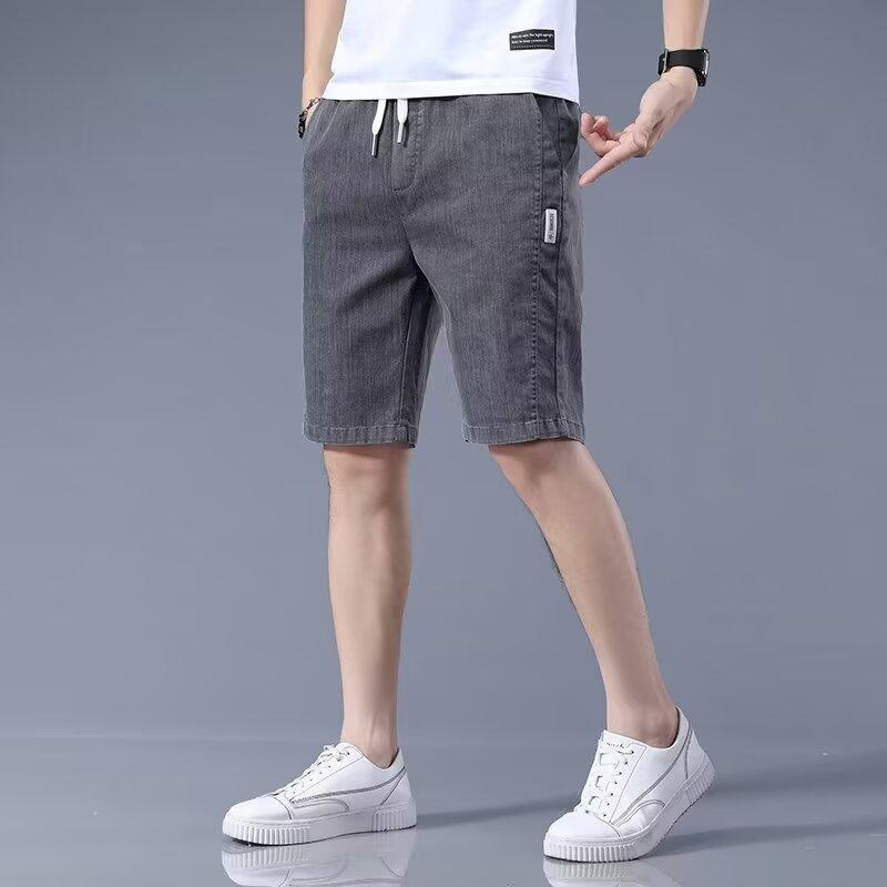 Men's denim shorts summer new casual pants men's loose straight five-point outer wear ice silk thin men's pants tide