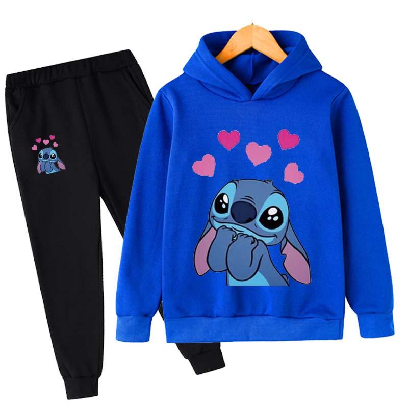 2025 MINISO Stitch Hoodies+Pants Sets Children 1-16 Years Suit Boys Tracksuits Kids Brand Sport Suits Little Monster Hoodies Tops +Pants 2pcs Set