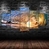Ocean Wave Sunset Beach Scenery 5 Piece Five Panel Canvas Print Modern Wall Art Poster Home Decor Gift For Him For Her