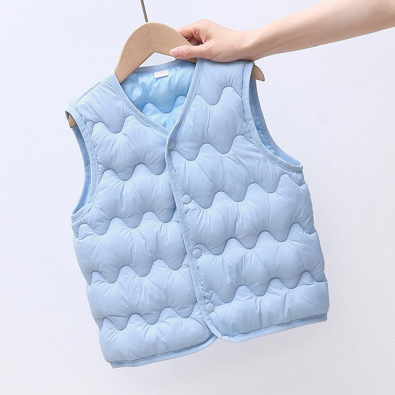 Vesta Termică pentru Copii Jachetă Fără Mâneci din Nailon Ușor, Căptușită cu Bumbac, pentru Interior/Exterior, Cardigan pentru Copil Mic, Culoare Simplă, Piesă de Stratificare Toamnă-Iarnă, Ușor de Purtat