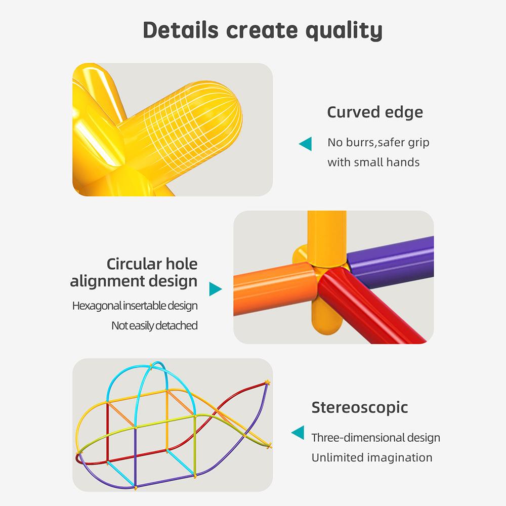 Creative Diy Straw Splicing Construction Building Block 3 Parent-Child Interaction 6 Children 8 Assembled Toys 10