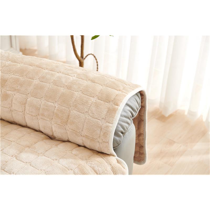 Winter Siamese Sofa Cushions Simple Modern Solid Color Plush Plaid Sofa Set