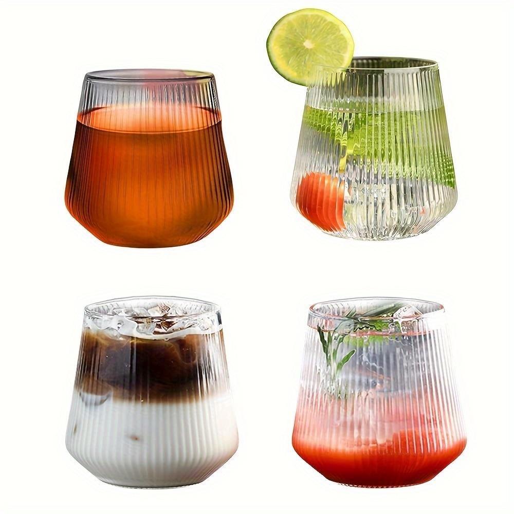 24pcs Plastic Ribbed Wine Glasses Origami Disposable Wine Glasses Unbreakable Clear Plastic Cocktail Glasses Plastic Wine Champagne Whiskey Glasses