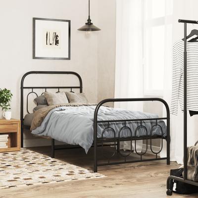 Vidaxl Metal Bed Frame with Headboard and Footboard, Black, 80X200 Cm