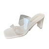 X281-2 sandals women's 2025 fashion new spring and summer outer wear one-word transparent thick heel solid color high heel cool slippers
