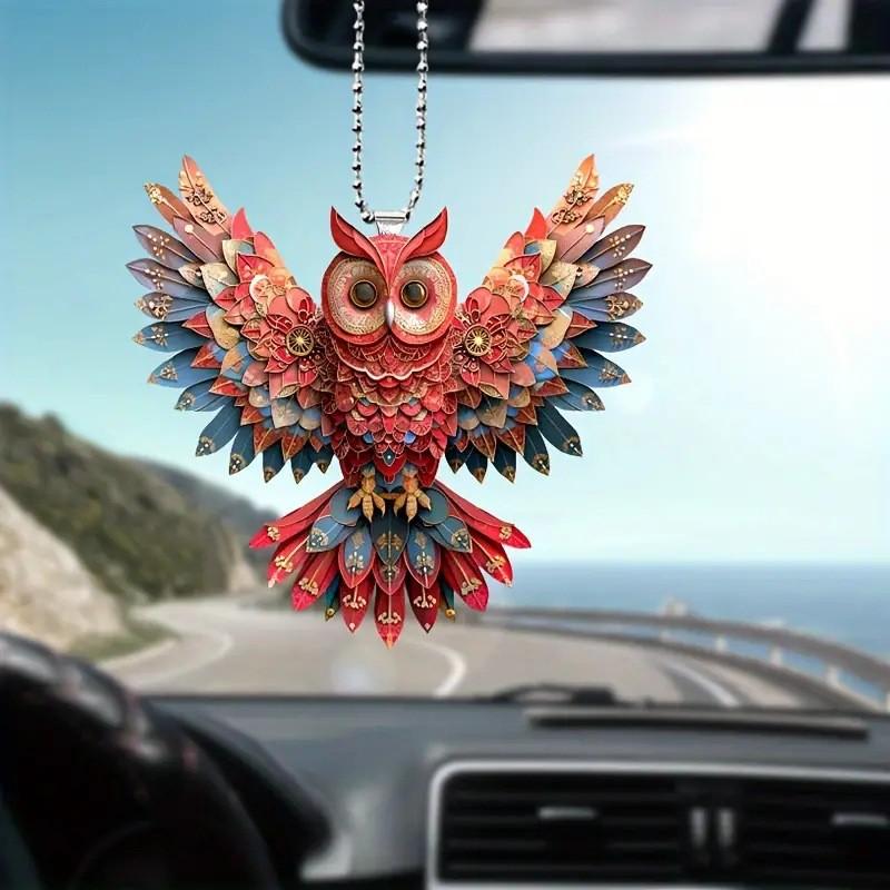 Owl Attractive Cartoon Acrylic Hanging Decoration For Car Interior Stylish Accessory