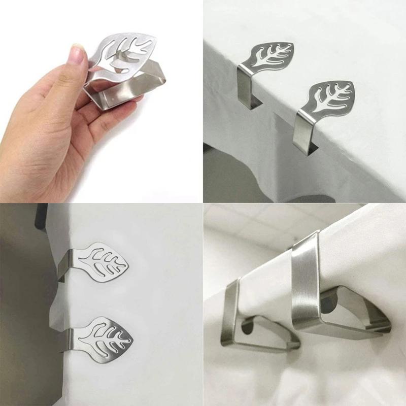 4Pcs Stainless Steel Tablecloth Clips Decorative Leaf Butterfly Tablecloth Clamp Table Cover Clamps For Picnic Bbq Wedding Decor