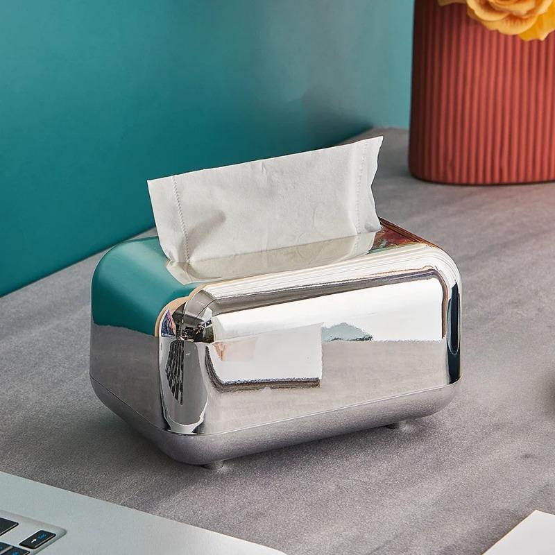 Light Luxury Electroplated Tissue Box Home Living Room Desktop Creative Tissue Storage European Retro Baby Wipes Paper Box