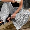 Women Pants with Pockets, Casual Wide Leg Trousers with Elastic Waist, Loose Fit Striped Print Pants for Everyday Wear