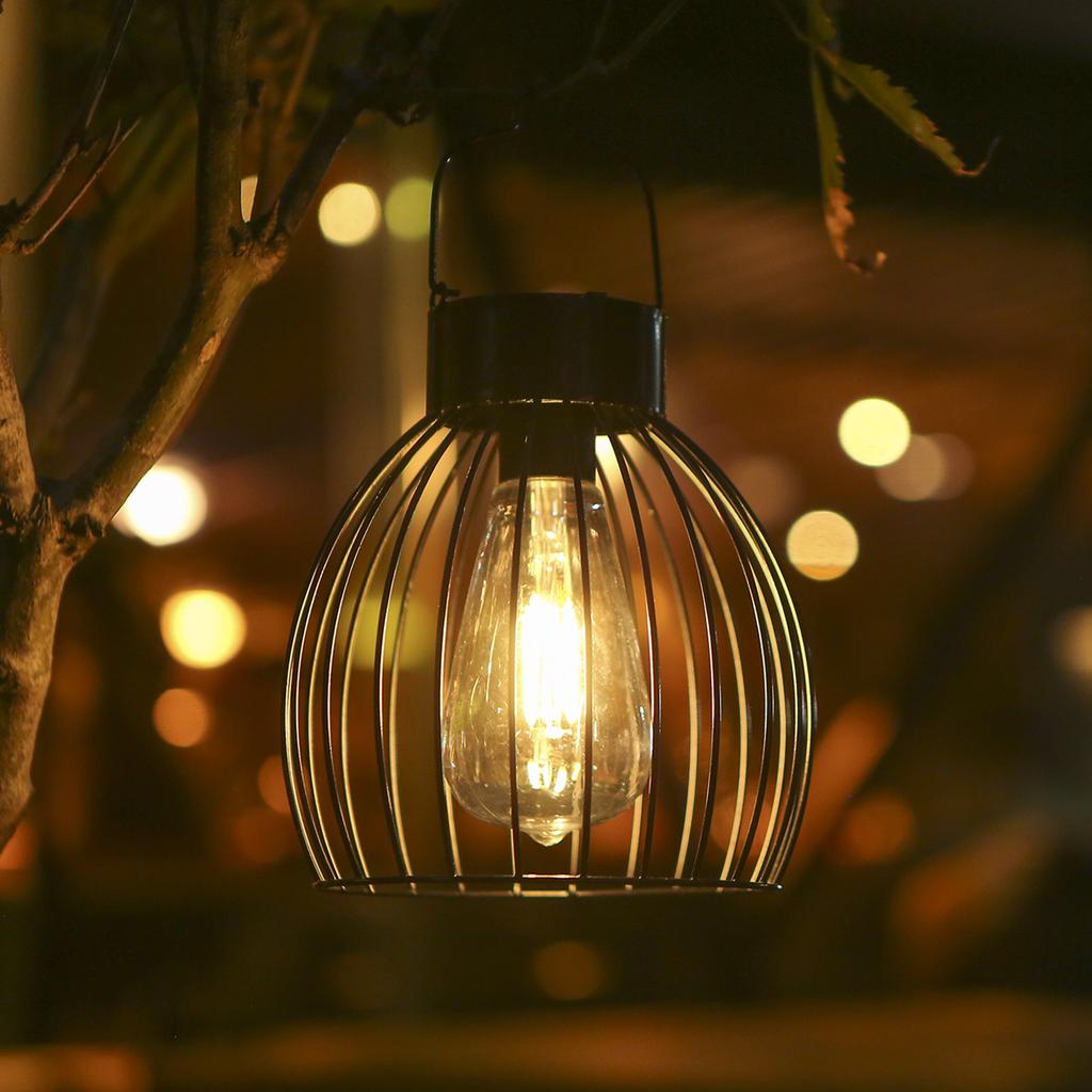CalmGeek Solar Powered Engrgy Bird Cage Design Pendeant H-anging Lamp Lantern Outdoor Light