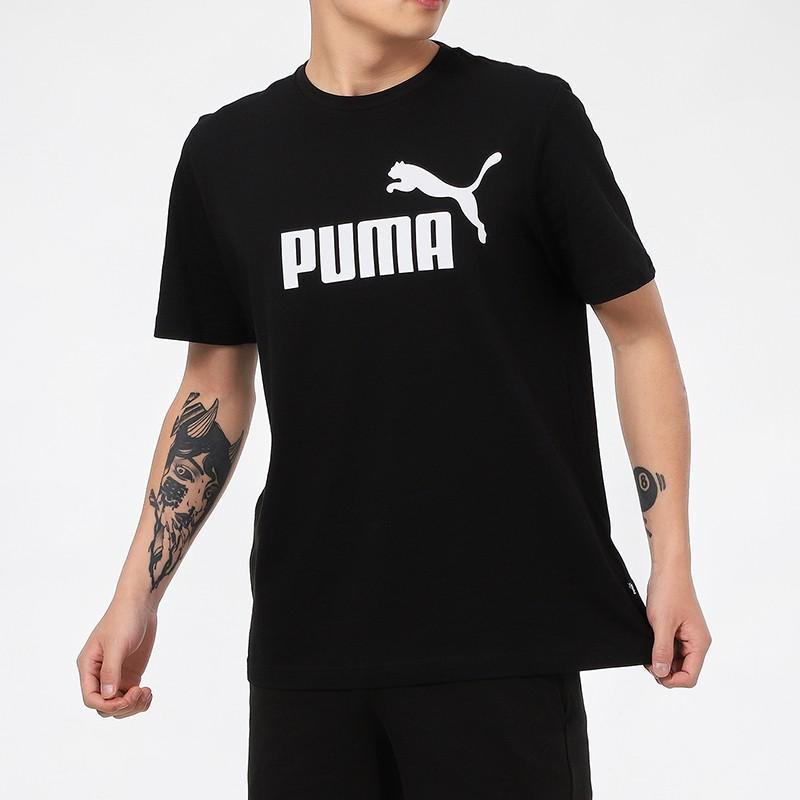 Puma Logo Print Vintage American Sport Running Breathable Round Neck Short Sleeve T-Shirt Men Tops Black 845575-01