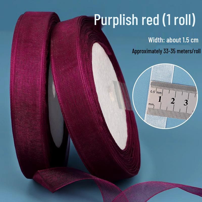 1.5cm Transparent Snow Yarn Ribbon for Gift Wrapping, DIY Crafts, Hair Accessories, and Chiffon Projects.