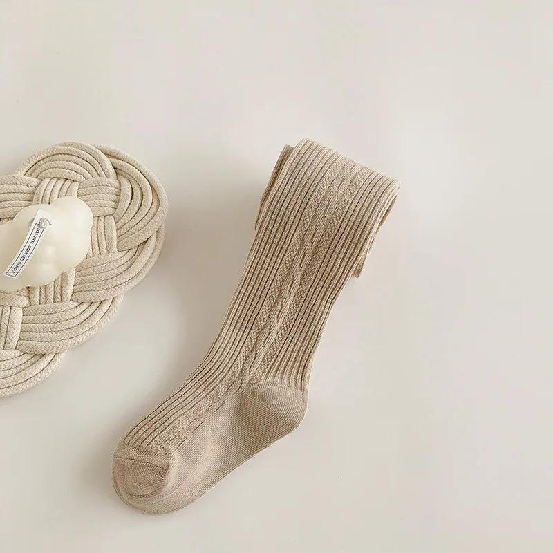 

Детские колготки в полоску, зима-осень, эластичные детские колготки для девочек, вязаные однотонные детские штаны с высокой талией для детей 0-6 лет 2-4Years(L)