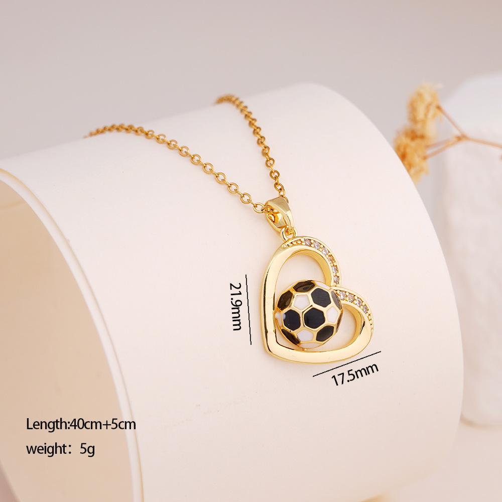 

Creative Football Zircon Love Heart Necklace for Women Men Stainless Steel Chain Cool Soccer Stainless Steel Chain Jewelry Gifts