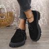 Clasic Lace-Up Fax Suede Round Pumps Shoes Ladies Vintage Mix Color Med Heel Single Shoes Women Hot Sale Big Size Loafers Mujer