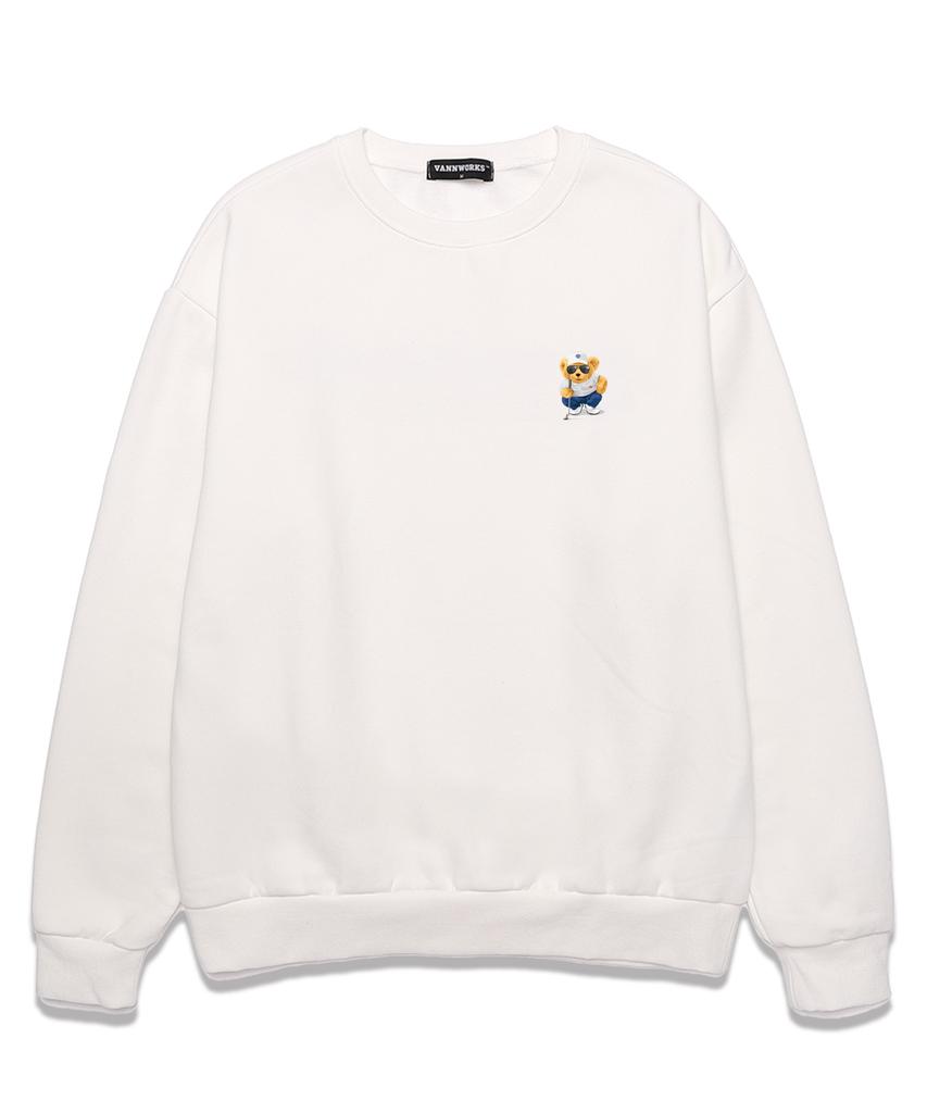 VANNWORKS Golf Bear Oversized Sweatshirt (Vndts103) White (Type A)