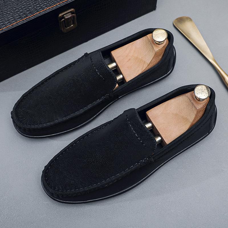 Summer Men Casual Shoes British Leather Loafers Simple Design Male Slip- Soft Bussiness Shoes Comfortable Driving Footwear 44
