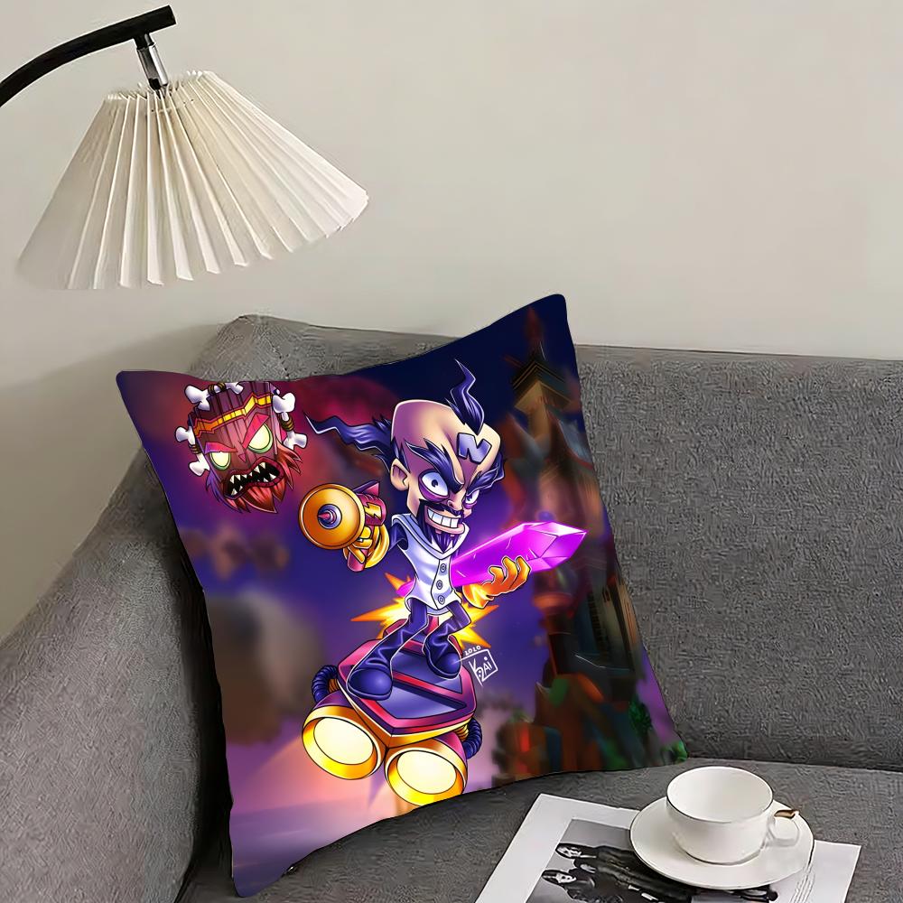 Game Cartoon Crashs B-Bandicoot Cushion Cover Reversible Plush Pillow Cover – For car, sofa, bedroom, perfect as a gift.
