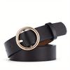 Women'S Belt Round Buckle Belt With Jeans Cargo Pants Skirt Thin Belt Soft Pu Belt Belt