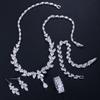 4pcs Delicate Leaf Shaped Cubic Zircon Dubai Fine Jewelry Sets Drop Earrings Necklace Bracelet Ring Women Luxury Bridal Wedding