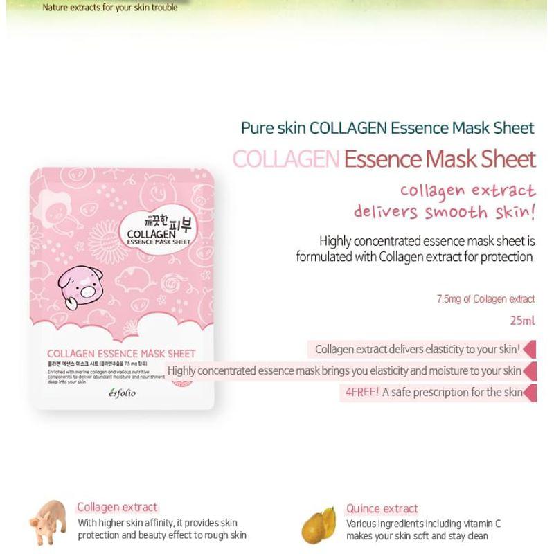 esfolio - Pure Skin Collagen Essence Mask Sheet Set 10pcs