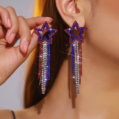 Fashion Stitching Long Fringed Earrings
