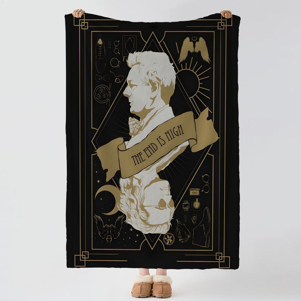 drama G-Good Omens-S Throw Thick Comfort Flannel Quilt, Multi-scene Use Indoor Outdoor Daily Nap