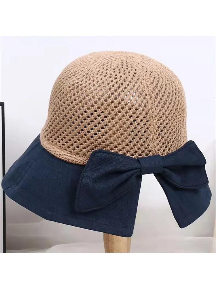 New Sunscreen Hat In Spring And Summer Children's Fashion Bucket Hat Folding Bow Sun Hat Sunscreen Hat