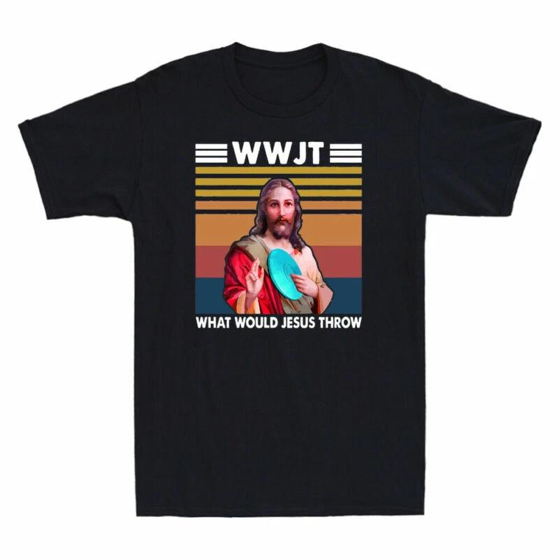 Disc Golf WWJT What Would Jesus Throw Funny Christian Gift Vintage Men s T-Shirt L