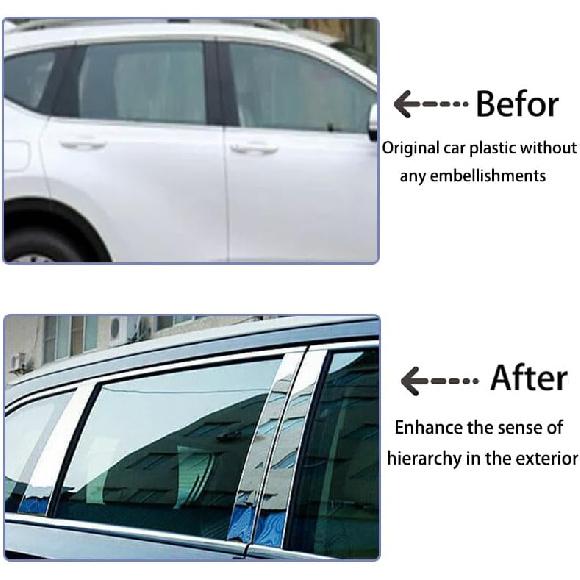 Car Accessories Fit for Toyota Highlander Stainless Steel 2014 2015 2016 2017 2018 2019 Pillar Post Trim 6PCS