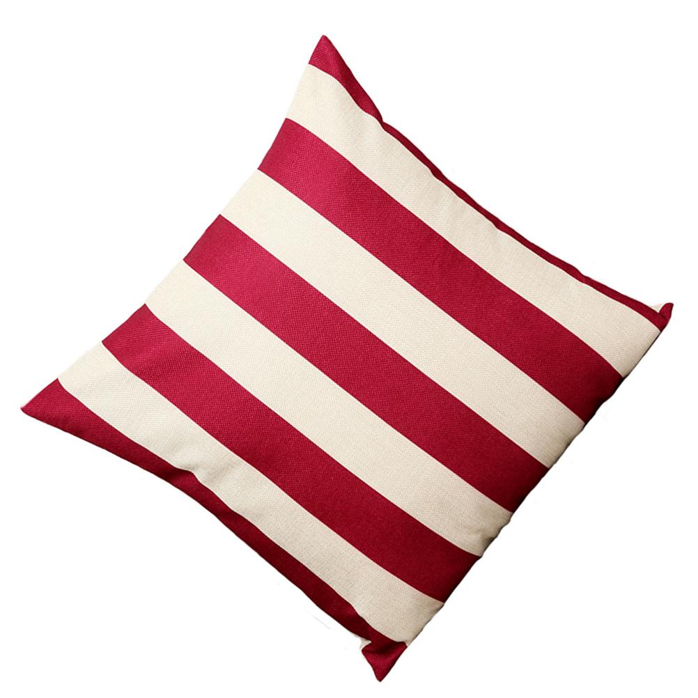 1Pcs Linen Pillowcase Cover 45x45cm Red Striped Pattern Couch Kissen Decoration Throw Pillow Case for Lounge Throw Pillow Cover