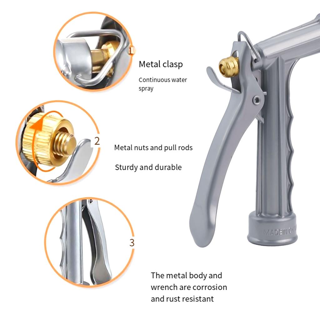 Garden Hose Nozzle High Pressure Pistol Grip Water Nozzle Car Wash Sprayer Lawn Watering Sprinkler Watering Plants Washing Cars