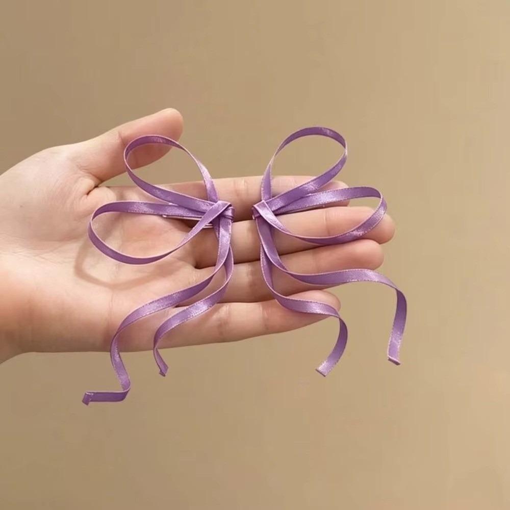 1 Pair Elegant Satin Ribbon Bow Silky Texture Bow Barrettes  for Girls and Women
