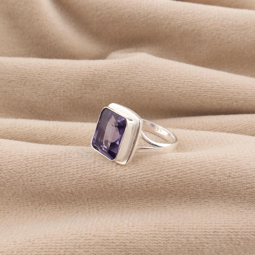 Seltener Iolith Edelstein 925 Sterlingsilber Handgefertigter Schmuck Stilvoller Ehering für Frauen RR-79-1