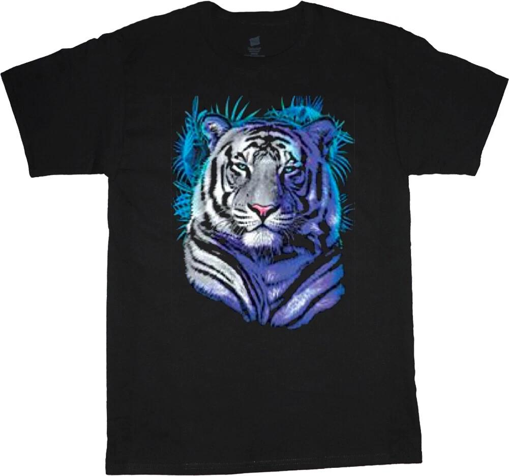 Mens Graphic Tee White Bengal Tiger T-shirt XXL