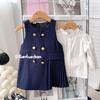 2023 Autumn Girls' Korean Style Vest and Shirt Two-Piece Dress Set TQ031