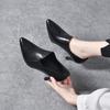 Women's shoes early spring new fashion pointed head deep mouth single shoes first layer cowhide thin heel thin one pedal high heels