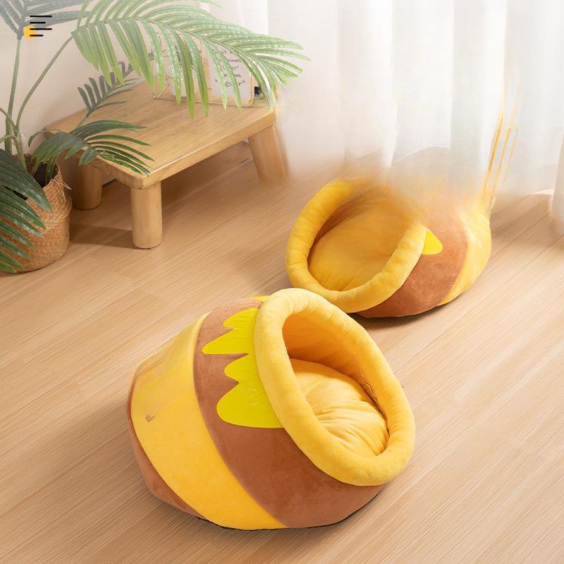 Open Honeypot Cat Nest  Universal Cat House for All Seasons Cat House  Dog House  Winter Warm Pet Supplies