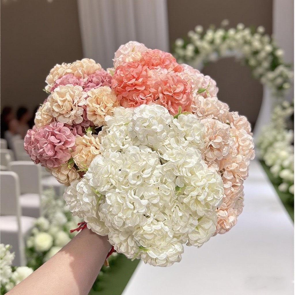27Heads 30cm Artificial Hydrangea Bouquets Fake Flowers Bridal Bridesmaid Holding Flowers Photograph Props Wedding Party Garden Home Decoration