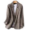 Chaqueta de traje pequeña a cuadros informal holgada estilo británico a la moda para mujer