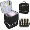 Double Layer Nail Polish Organizer Bag Large Capacity 30 Compartment Nail Care Kit Bag Handheld Cosmetic Bag for Nail Lovers
