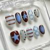30 stuks kunstnagels spiraalvormig reliëf dopamine-geïnspireerde citroen- en sterontwerpen press-on nagels—Perfect als cadeau voor meisjes