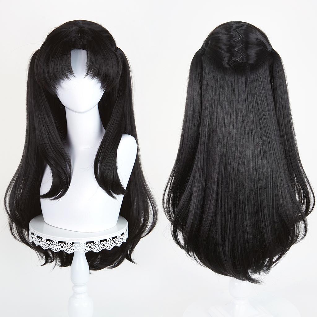 Fate Tohsaka Rin Cosplay Wig 80cm Long Black Woman Hair Anime Cosplay Wig Halloween Heat Resistant Synthetic Wigs
