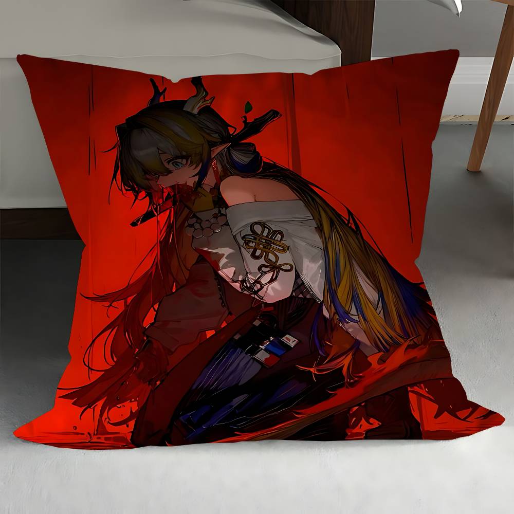 Arknights Shu Kissenbezüge Cartoon Sofa Dekorative Zuhause Doppelseitiger Druck Kurzplüsch Niedlicher Kissenbezug
